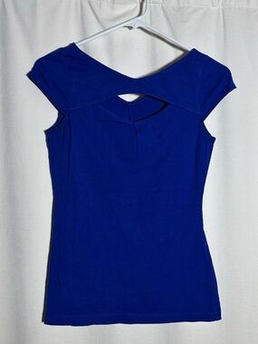 Guess Royal Blue Cap Sleeve Top with Chest opening and v back